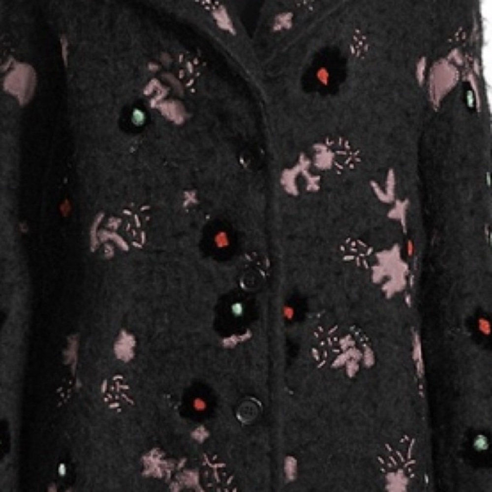 VALENTINO COUTURE BLACK EMBROIDERED EMBELLISHED WOOL BLEND LUXURY COAT SIZE 4 - Picture 6 of 16